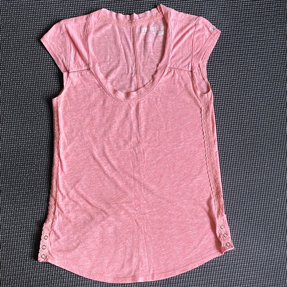 Peach Pink cap sleeve scoop neck Women's Top